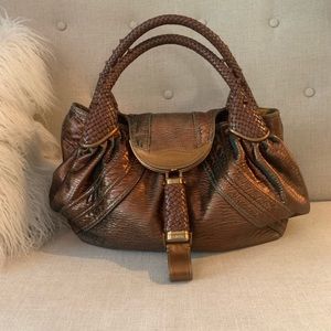Fendi Bronze Fortuny Napa Leather Hologram Spy Bag